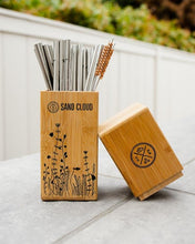 Load image into Gallery viewer, Bamboo Straw Holder with 20 Marine Inspired Straws
